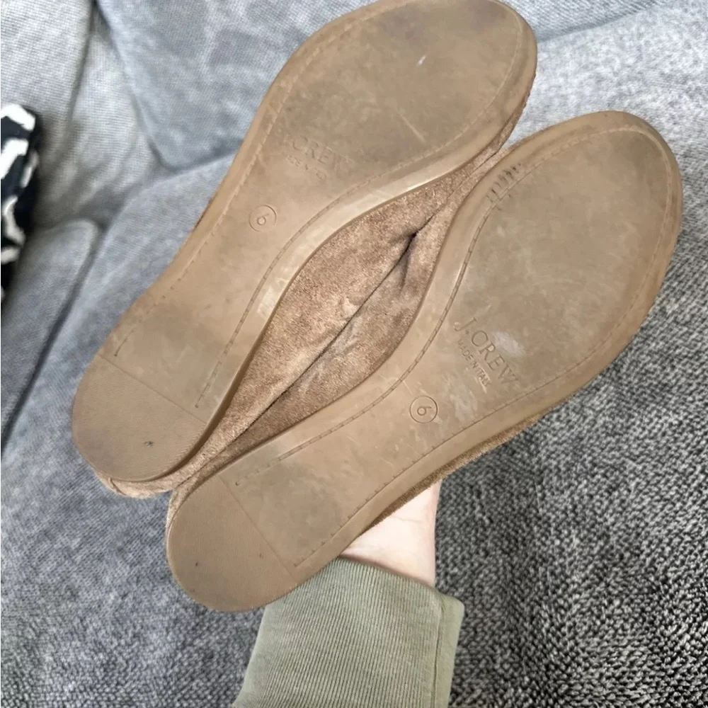 J. Crew tan suede studded flats